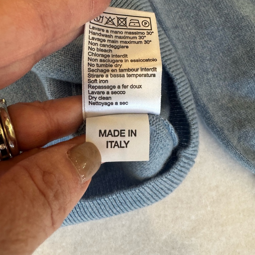 Rolex V-Neck Cashmere Sweater in Classic Blue - Picture 8 of 8